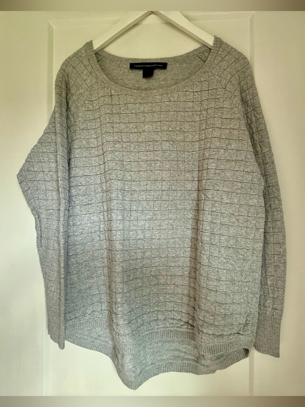 French Connection Light Gray Textured Knit Sweatshirt
